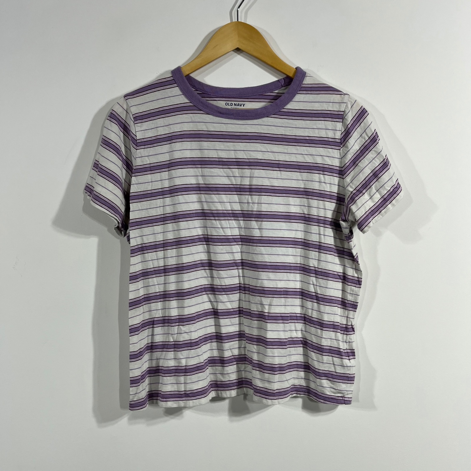 Old Navy Retro Granola Preppy Striped Ringer Short Sleeve T-Shirt Womens Large